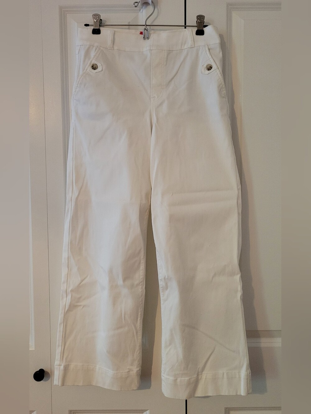 SPANX White Wide-Leg Jeans with Buttoned Front Pockets